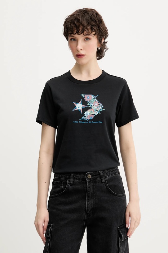 Converse t-shirt bawełniany nadruk czarny 10027752.A01