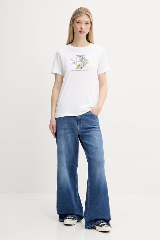 Bavlněné tričko Converse 10027752.A02 bílá SS25
