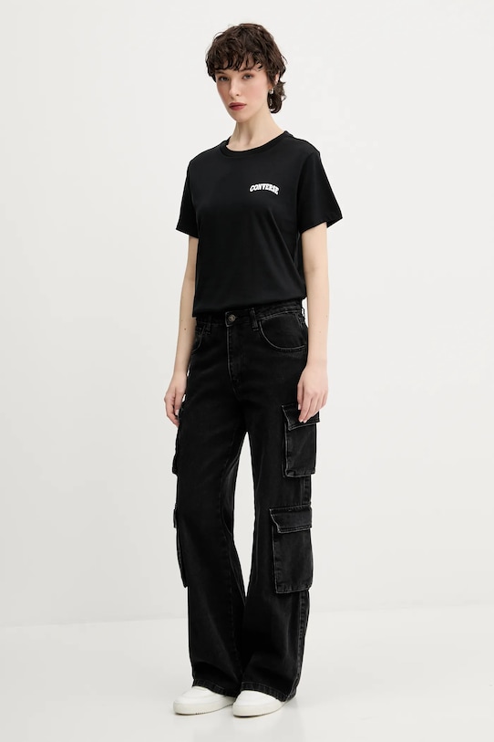 Converse t-shirt bawełniany 10028336.A03 czarny SS25