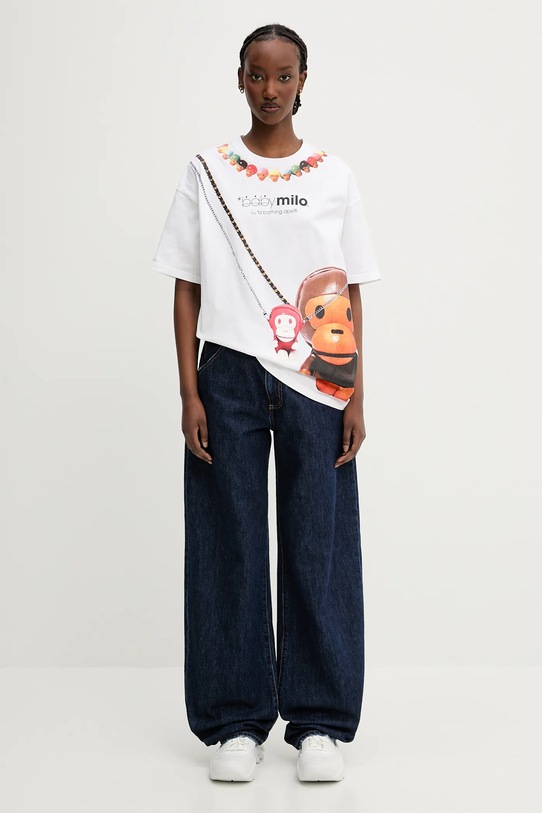 A Bathing Ape cotton t-shirt Baby Milo Fake Print Oversized 2L30209012 white
