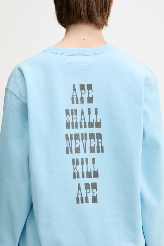 Pamučna dukserica A Bathing Ape Baby Milo Volume Sleeve Crewneck plava 2L30213005