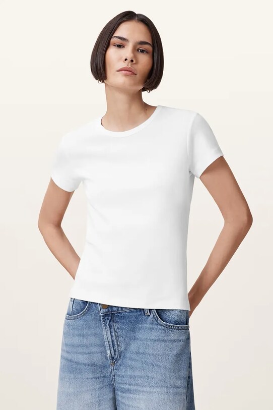 AllSaints tricou din bumbac STEVIE uni alb W194JA