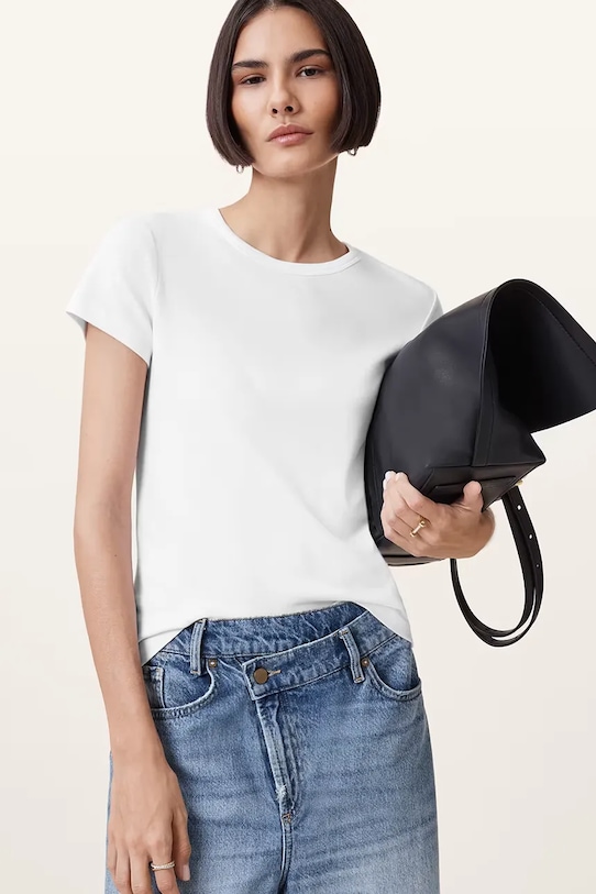 Bombažna kratka majica AllSaints STEVIE W194JA bela