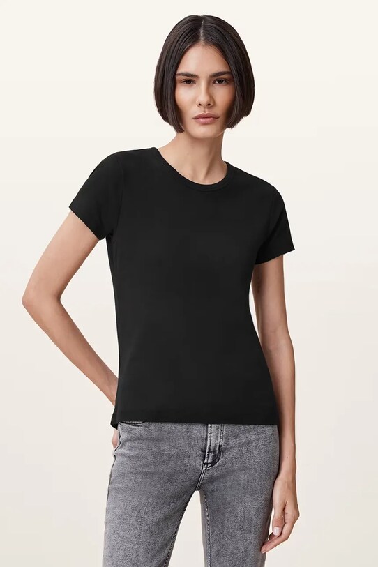 Βαμβακερό μπλουζάκι AllSaints STEVIE slim μαύρο W194JA