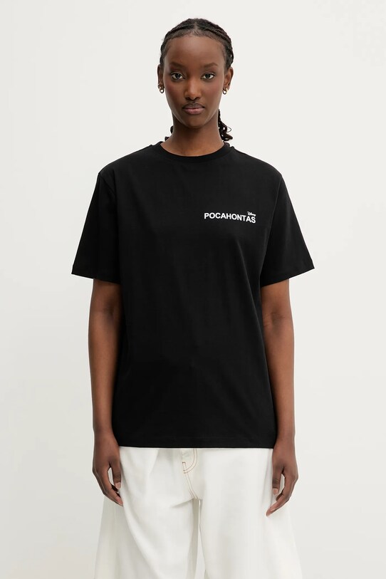Одежда Хлопковая футболка Coperni x Disney Pocahontas DJS03F5036POC чёрный