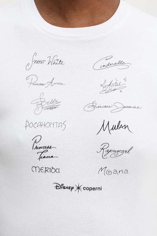Памучна тениска Coperni x Disney Signatures Slim-Fit бял DJS07F5037