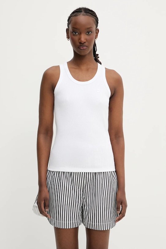 Coperni cotton top Rib Logo Tank plain white COPJS12F5033