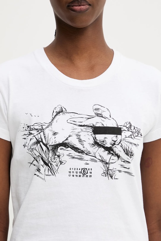 Βαμβακερό μπλουζάκι MM6 Maison Margiela λευκό S62GD0199.M20108.100