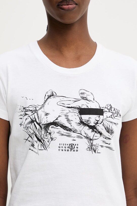 Βαμβακερό μπλουζάκι MM6 Maison Margiela λευκό S62GD0199.M20108.100