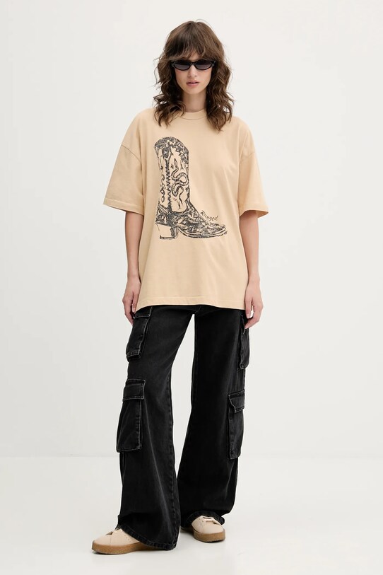 The Ragged Priest tricou din bumbac RPSS251073JS bej SS25