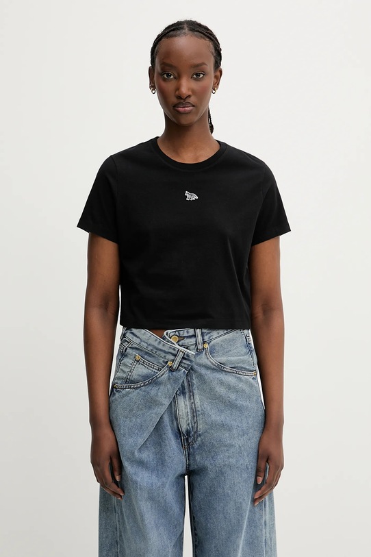 Бавовняна футболка Maison Kitsuné Baby Fox Patch Baby гладкий чорний MW00105KJ0008