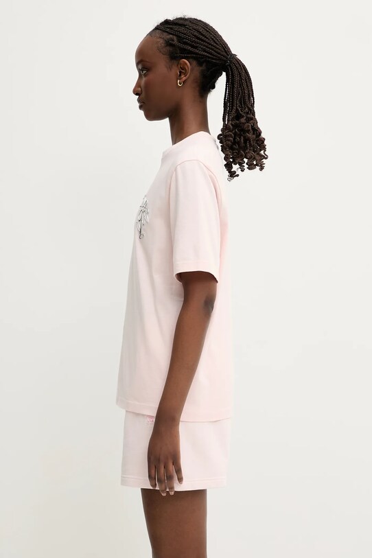 Pamučna majica Maison Kitsuné Metallic Daisy Comfort OW00121KJ0119 roza SS25