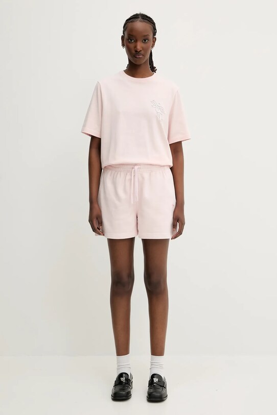 Bavlněné tričko Maison Kitsuné Metallic Daisy Comfort OW00121KJ0119 růžová
