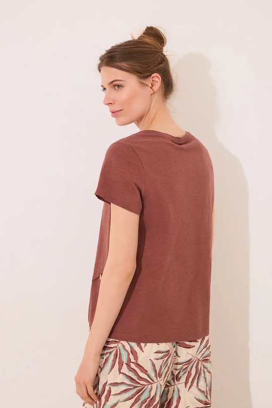 women'secret t-shirt bawełniany 3279709 brązowy
