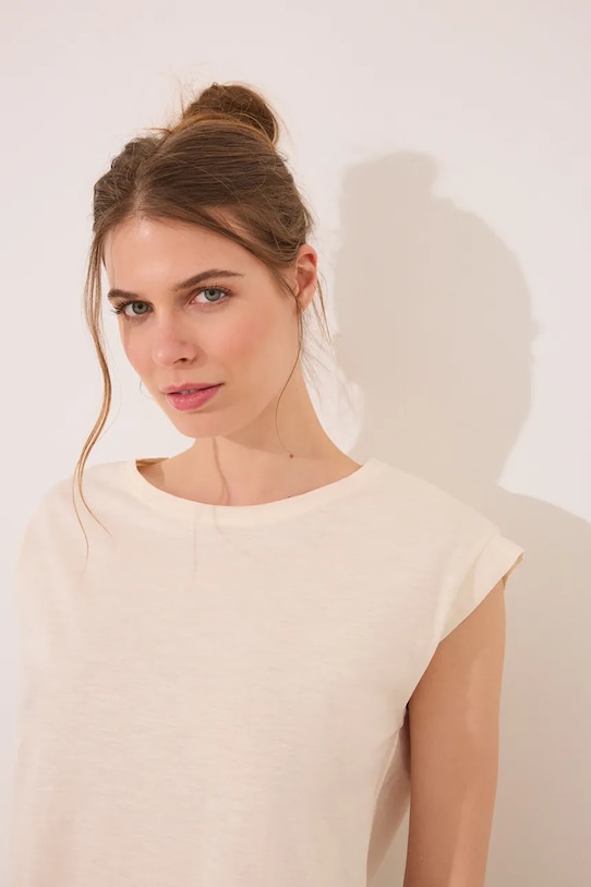 women'secret t-shirt bawełniany 3279707 beżowy SS25