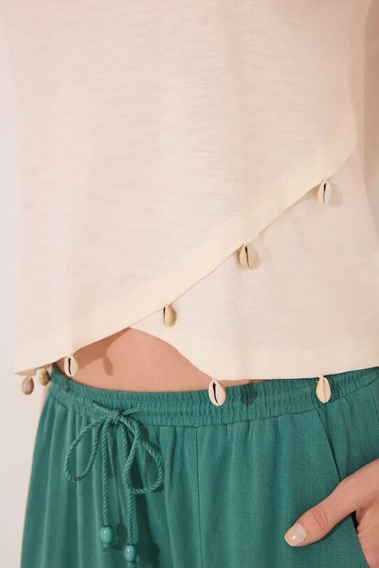 Odzież women'secret t-shirt bawełniany 3279707 beżowy