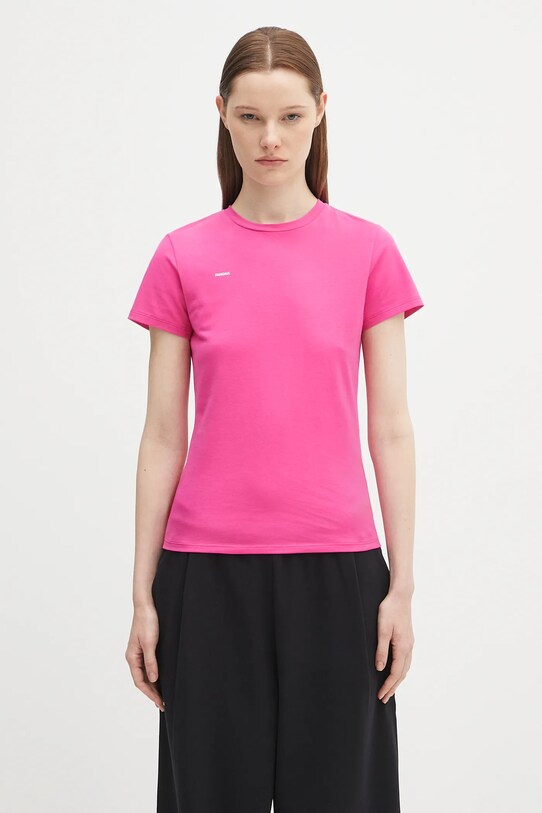 Majica kratkih rukava Pangaia Cotton-Stretch T-shirt slim roza 10002430