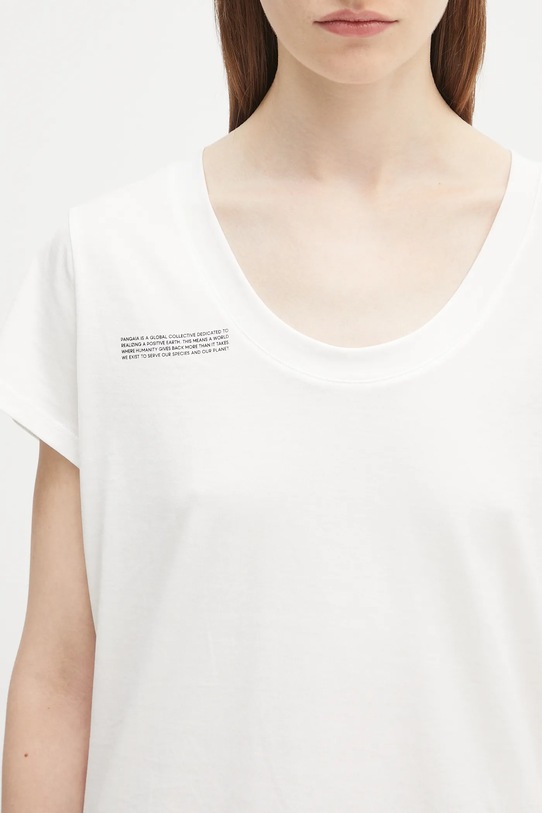 Памучна тениска Pangaia Lightweight Scoop Neck T-Shirt бял 10002565