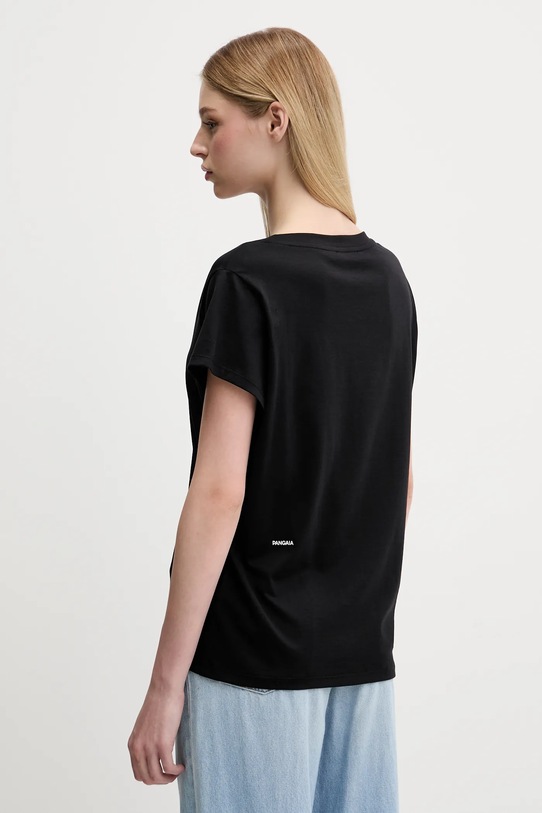 Ρούχα Βαμβακερό μπλουζάκι Pangaia Lightweight Scoop Neck T-Shirt 10002565 μαύρο