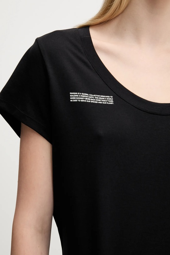 Βαμβακερό μπλουζάκι Pangaia Lightweight Scoop Neck T-Shirt 10002565 μαύρο