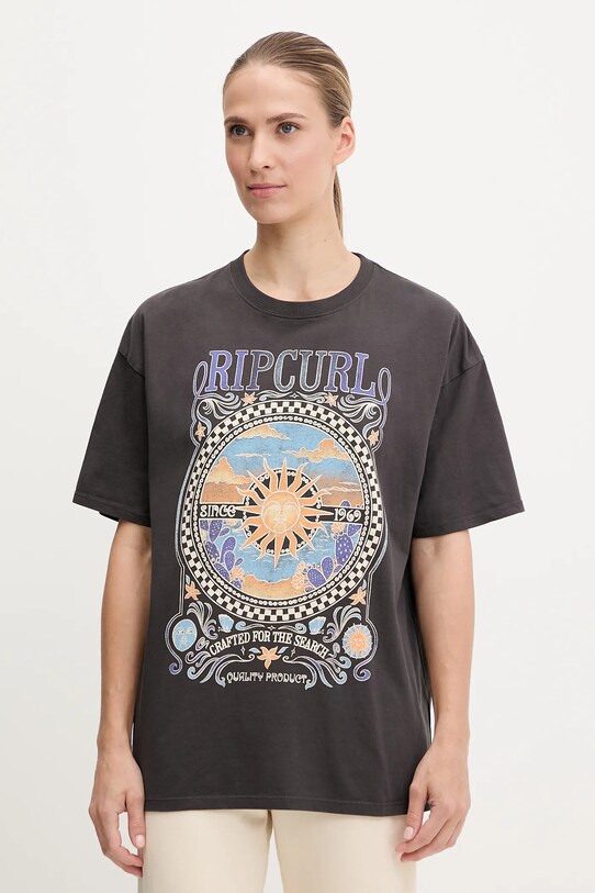 Rip Curl tricou din bumbac LUNA HERITAGE print gri 0FWWTE