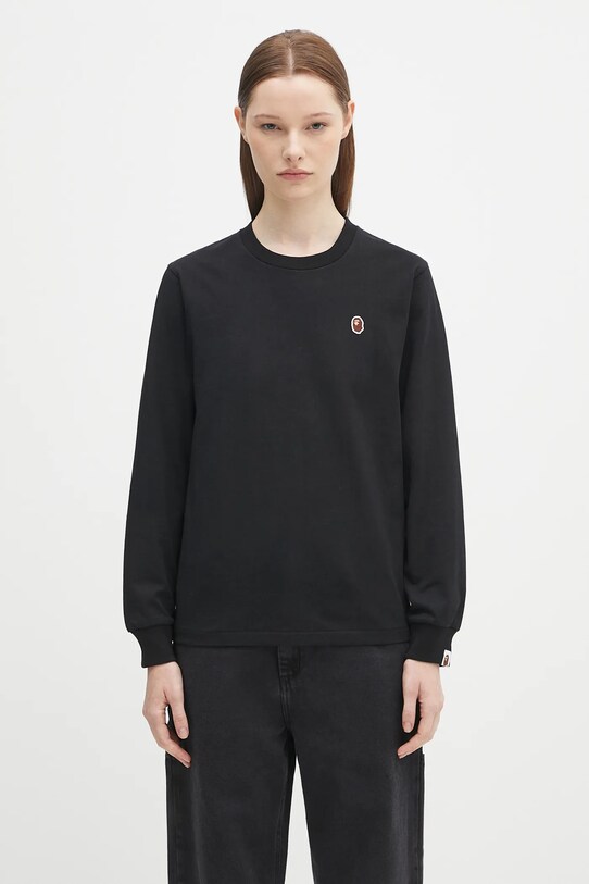 A Bathing Ape cotton longsleeve top One point regular black 1K80211017