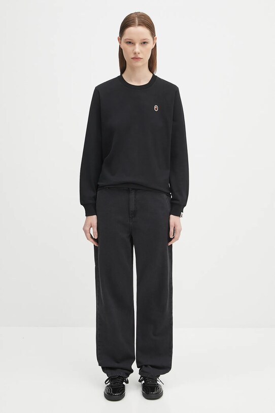 A Bathing Ape cotton longsleeve top One point 1K80211017 black
