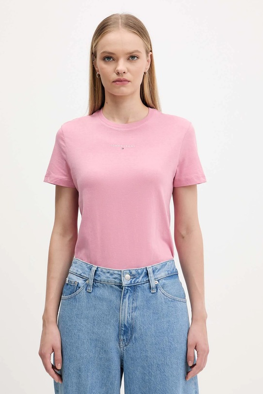 Μπλουζάκι Tommy Jeans κανονικό ροζ DW0DW21964