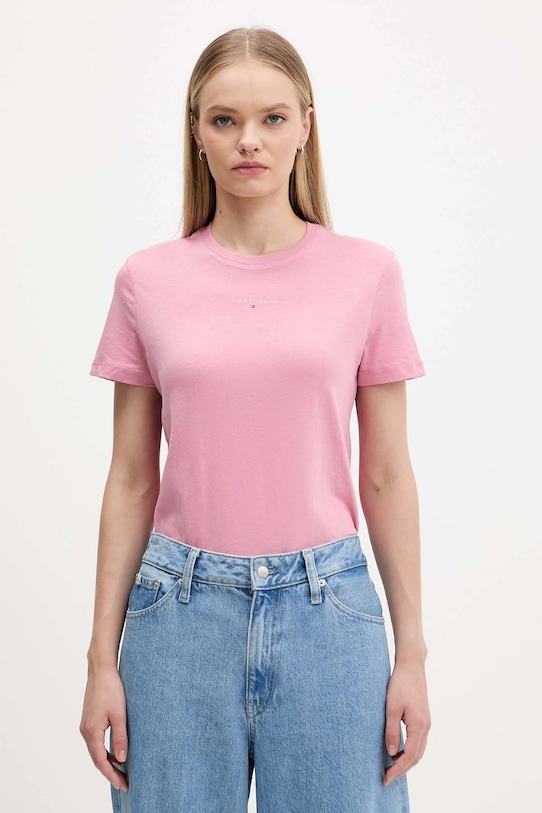 Тениска Tommy Jeans стандартна розов DW0DW21964