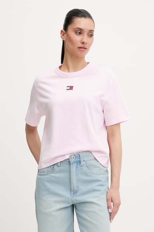 Tommy Jeans t-shirt bawełniany różowy DW0DW22202