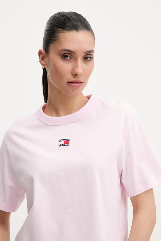 Tommy Jeans t-shirt bawełniany różowy DW0DW22202