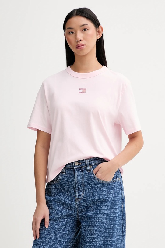 Tommy Jeans t-shirt bawełniany różowy DW0DW22202