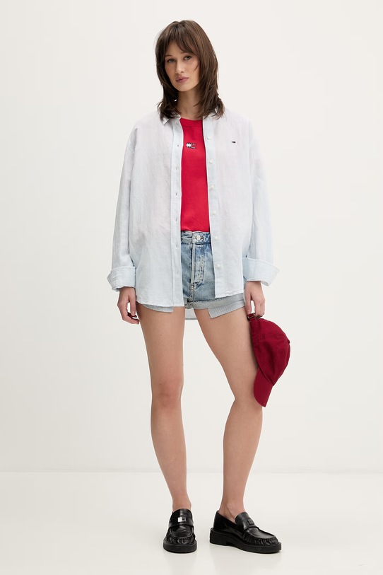 Tommy Jeans tričko bavlněné DW0DW22202 červená SS26