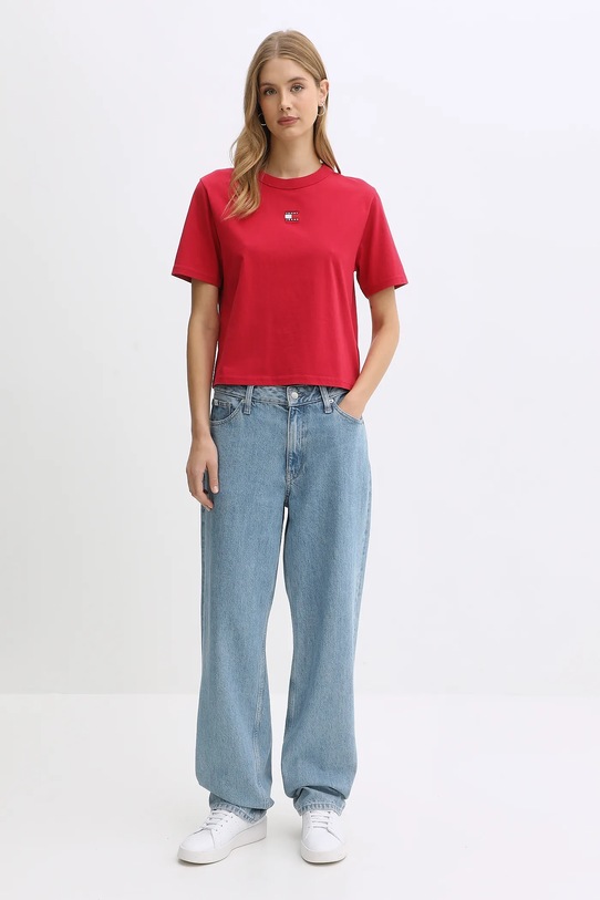 Бавовняна футболка Tommy Jeans DW0DW22202 рожевий AW25