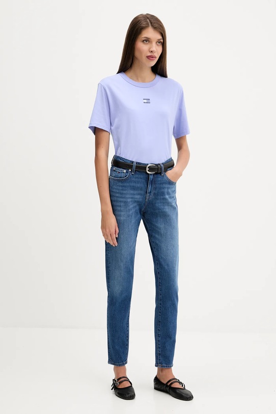Βαμβακερό μπλουζάκι Tommy Jeans DW0DW22202 μωβ AW25