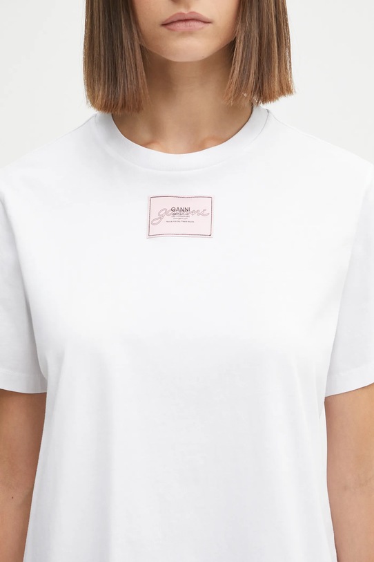 GANNI t-shirt bawełniany Basic Jersey Collage Relaxed biały T4157
