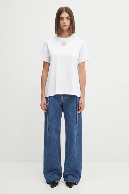 GANNI t-shirt bawełniany Basic Jersey Collage Relaxed T4157 biały