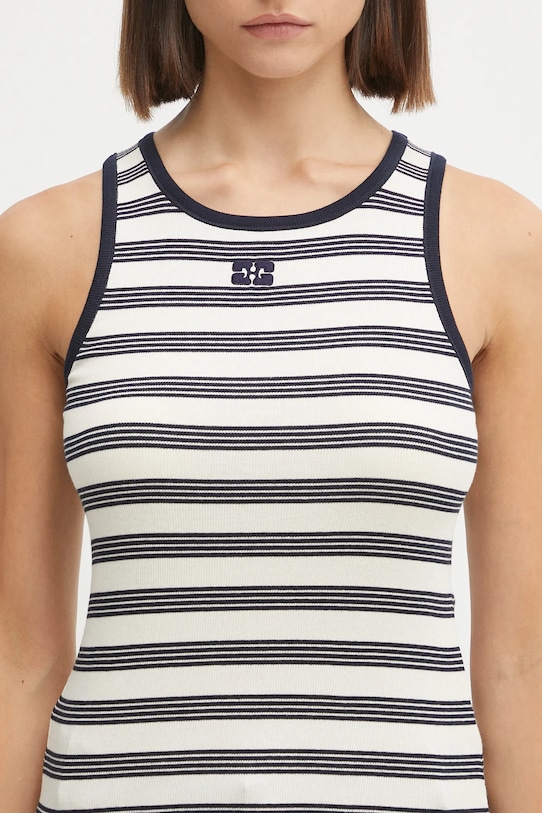 GANNI top Striped Soft Cotton Rib granatowy T4144