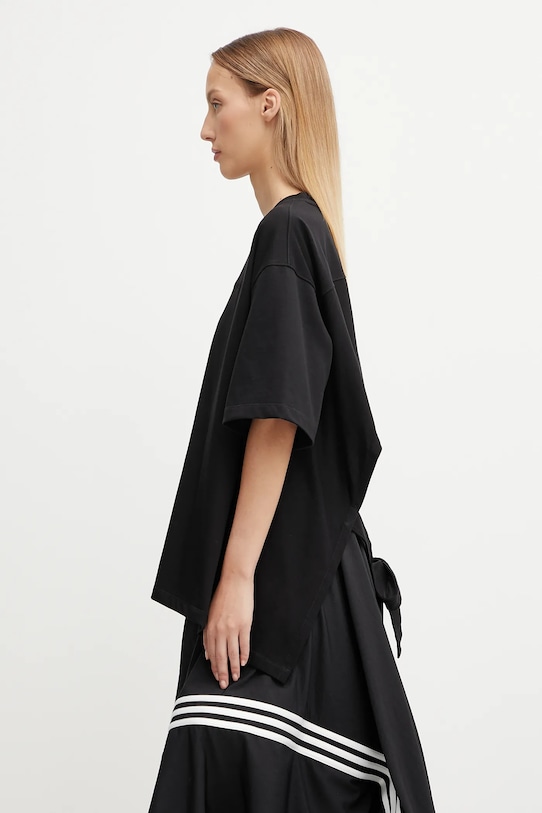 GANNI t-shirt bawełniany Heavy Cotton Drop Shoulder Open Back T4168 czarny SS25