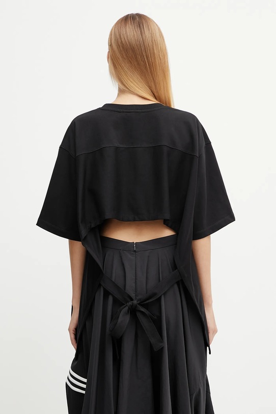 Oblečenie Bavlnené tričko GANNI Heavy Cotton Drop Shoulder Open Back T4168 čierna