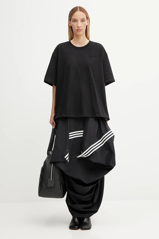 Bavlnené tričko GANNI Heavy Cotton Drop Shoulder Open Back čierna T4168