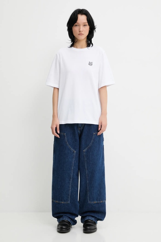 Maison Kitsuné t-shirt bawełniany Bold Fox Head Patch Comfort MW00111KJ0119 biały