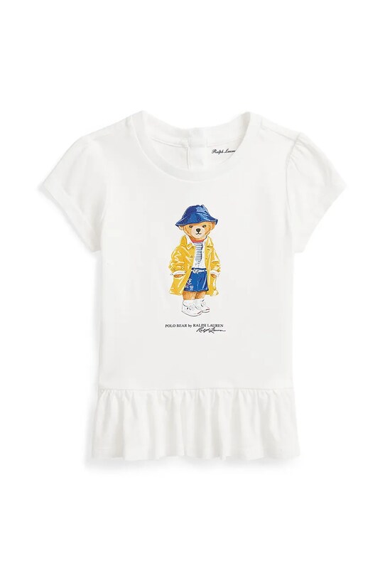 Детская хлопковая футболка Polo Ralph Lauren узор белый 310958222001