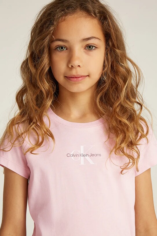 Детская хлопковая футболка Calvin Klein Jeans IG0IG01470.104.116.PPYA розовый