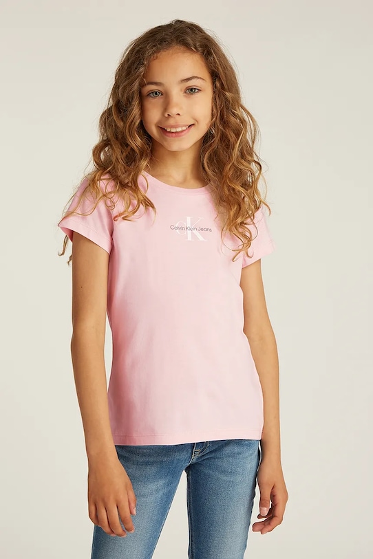 Calvin Klein Jeans t-shirt bawełniany dziecięcy nadruk różowy IG0IG01470.128.176.PPYA