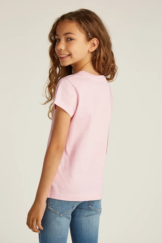 Дитяча бавовняна футболка Calvin Klein Jeans рожевий IG0IG01470.128.176.PPYA