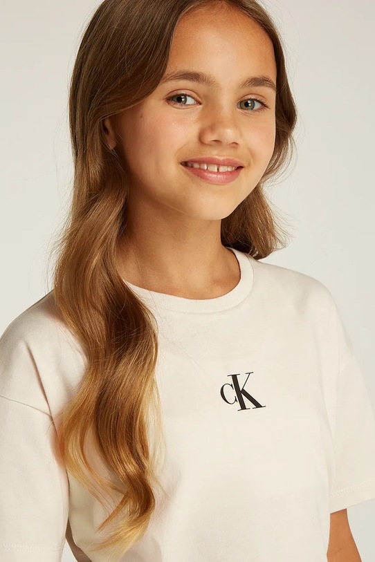 Dětské bavlněné tričko Calvin Klein Jeans IG0IG02136.128.176.PPYA béžová
