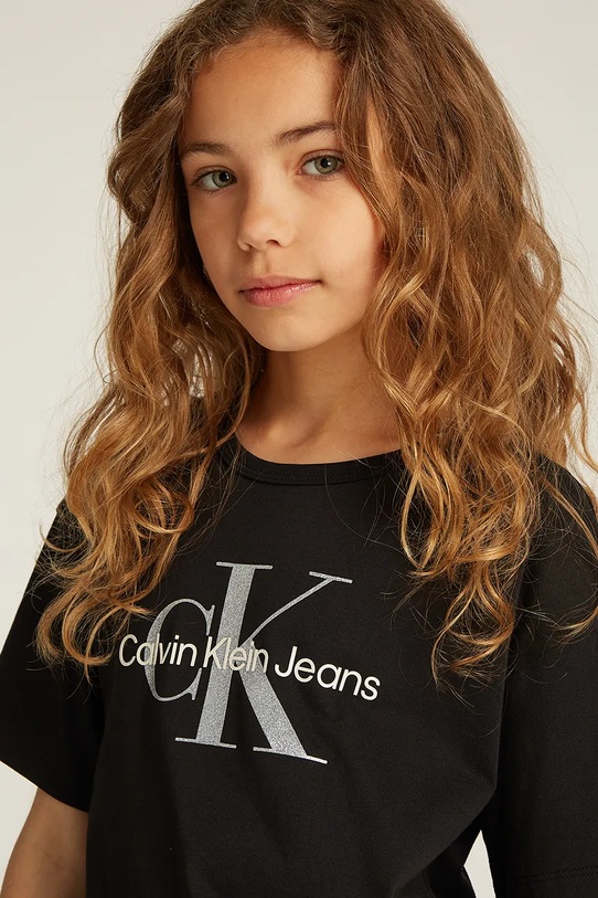 Дитяча бавовняна футболка Calvin Klein Jeans IG0IG02801.PPYA чорний