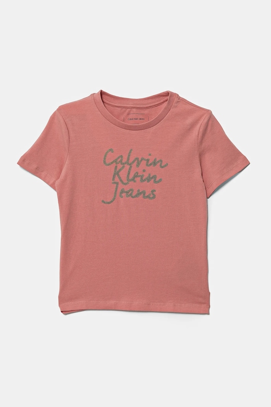 Dětské bavlněné tričko Calvin Klein Jeans kulatý růžová IN0IN00261.G.PPYA