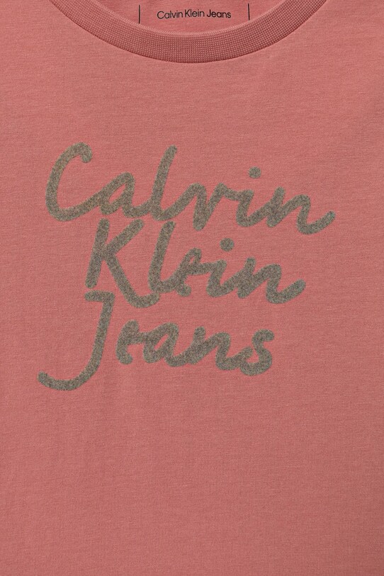 Дівчинка Дитяча бавовняна футболка Calvin Klein Jeans IN0IN00261.G.PPYA рожевий